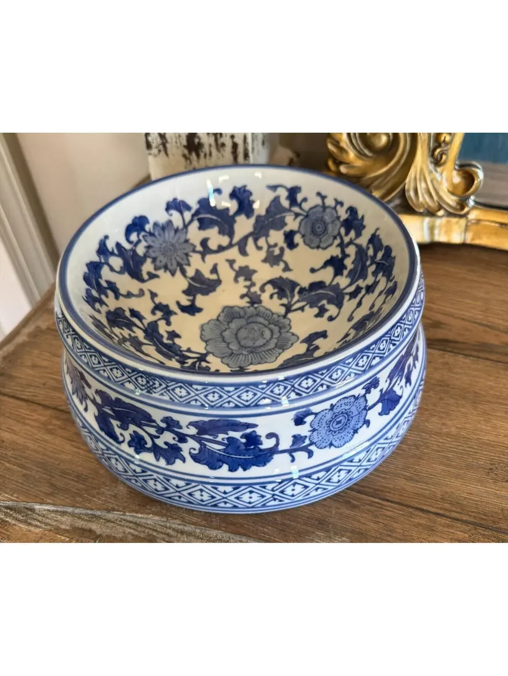 25oz Chinoiserie Pet Bowls - Durable Ceramic with Vintage Blue & White Elegance